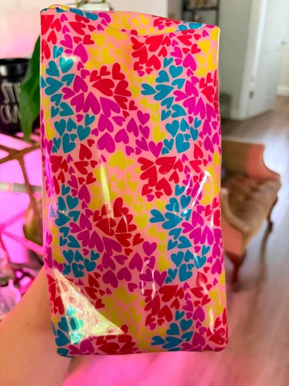 Juicy Couture Colorful Heart Print Cosmetic Makeup Bag